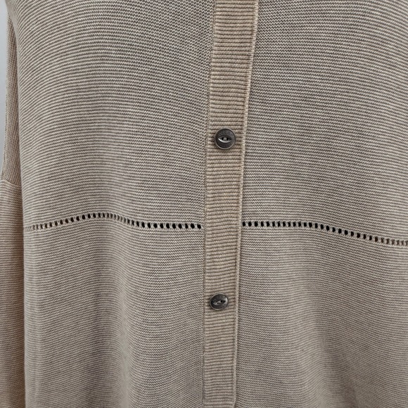 WRAP LONDON Beige Cotton Chevron Stitch Button Back Oversized Sweater Top 12 - Picture 7 of 10